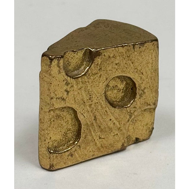Metal Vintage Brass Cheese Wedge Paper Weight For Sale - Image 7 of 9