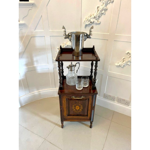 Antique Victorian Rosewood Marquetry Inlaid Coal Box, 1880s For Sale - Image 6 of 16