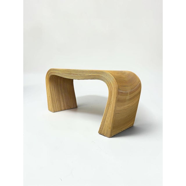 Wood Vintage 1970s Organic Modern Pencil Reed Waterfall Console Table For Sale - Image 7 of 9