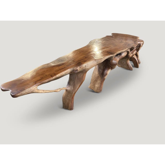 2010s Andrianna Shamaris Monumental Mahogany Wood Sculptural Console Table For Sale - Image 5 of 6