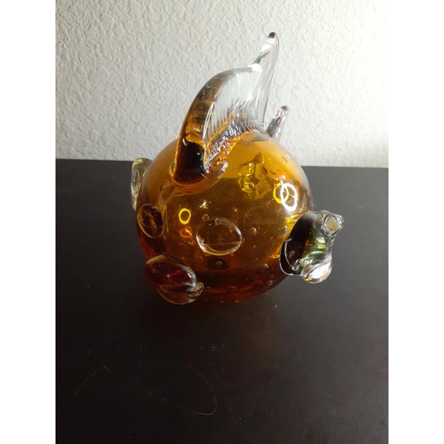 This is a GORGEOUS Canary Yellow 7" Hand Blown Puffer Fish Sculpture Likely Made in Sweden. Procured at auction BOX 22