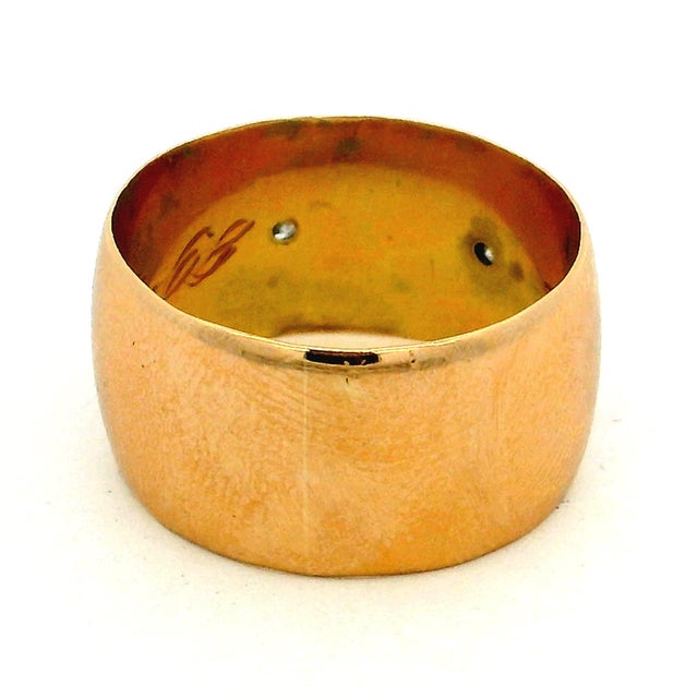 Antique Victorian 18k Gold Diamond Star-Set Gypsy Cigar Band Ring, Size 8.5 For Sale In Miami - Image 6 of 10