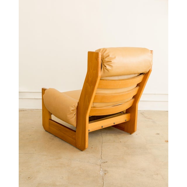 Maison Regain | Leather + Elm Lounge Chair For Sale - Image 4 of 13