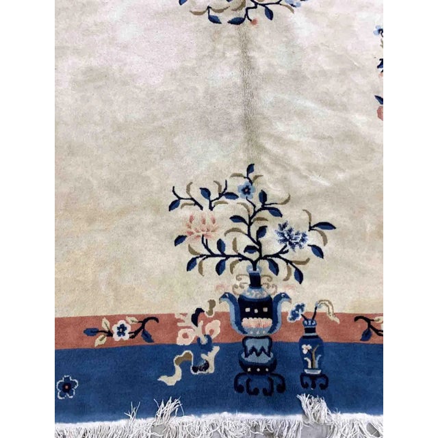 Textile 1930s Vintage Handmade Art Deco Chinese Rug For Sale - Image 7 of 9