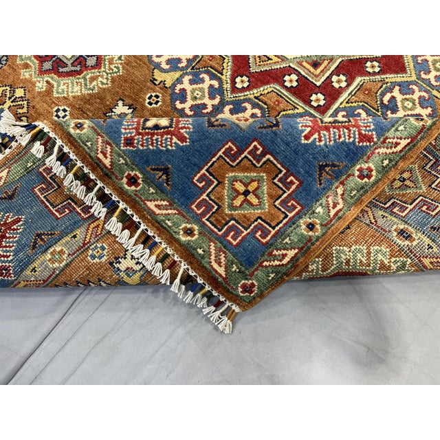 Rust and Blue Kazak Wool Rug With Center Medallion, 4'11" X 7'1" For Sale - Image 15 of 16