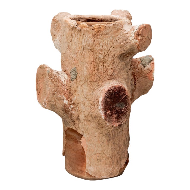 1950s Monumental Faux Bois Terracotta Container For Sale