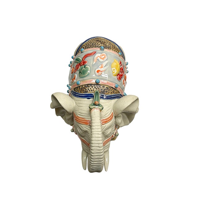 Ceramic Elephant Trunk Up Ingot Delicate Accent Decor Figure For Sale In San Francisco - Image 6 of 6