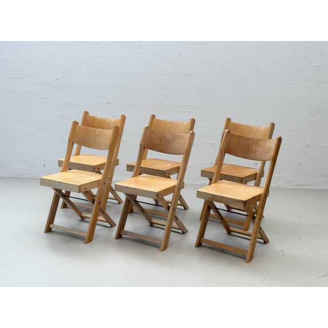 Wood Folding Chairs in Beech Wood, Switzerland, 1990s For Sale - Image 7 of 18