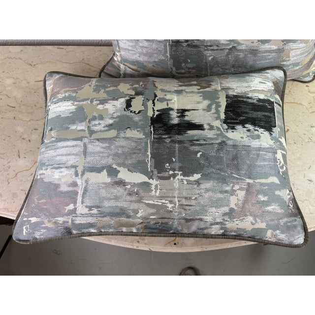 Abstract Modern Abstract Silk Brocade Pillows/a Pair For Sale - Image 3 of 10