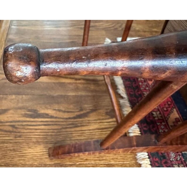 Mid-Century Modern Antique Tiger Maple Side Chair With Woven Rush Seat For Sale - Image 3 of 18