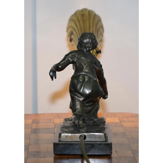 Art Deco Marble & Bronze Statue Table Lamp For Sale - Image 15 of 18