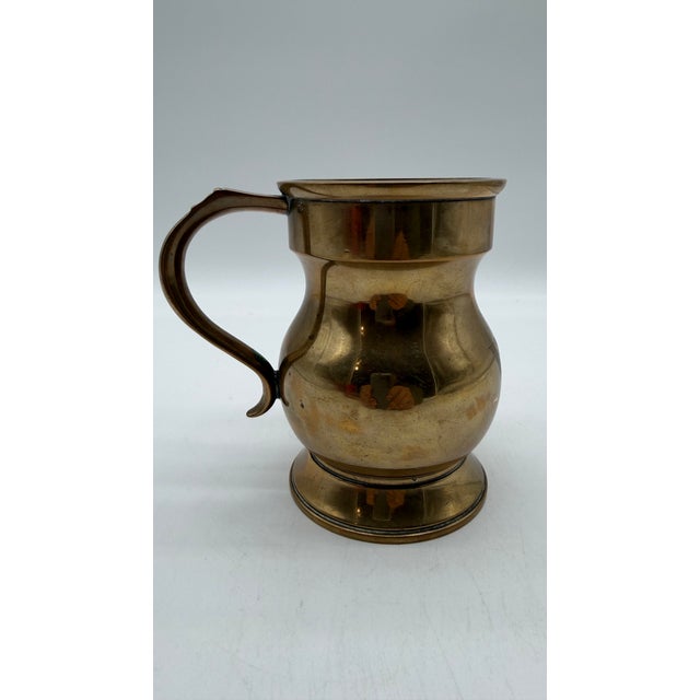 Brass Antique Victorian English Farmhouse Brass Pub Tankard Pint Mug For Sale - Image 8 of 16