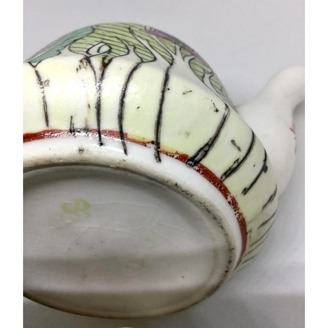 Chinese Porcelain Hand Painted Tobacco Leaf Teapot For Sale - Image 10 of 13