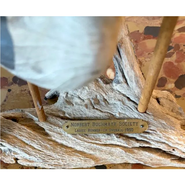 Wood Vintage Hand Carved and Painted Wooden Shorebirds, Folk Art, Signed Wek For Sale - Image 7 of 7