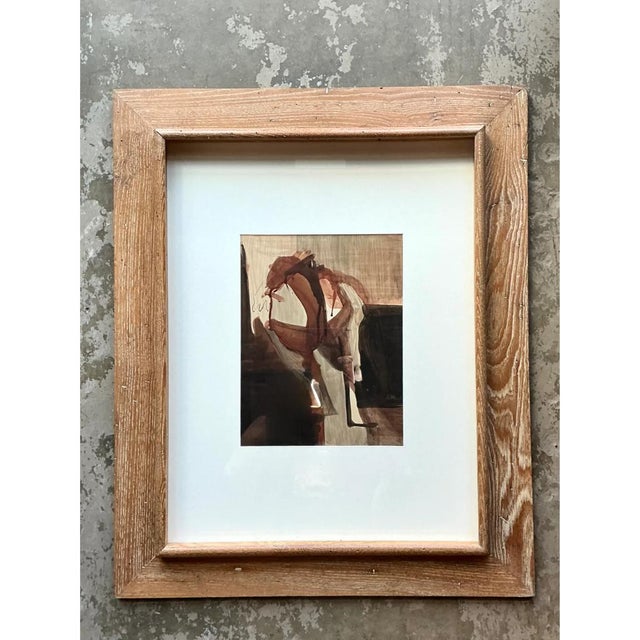 Vintage Framed Abstract Figurative Painting For Sale In West Palm - Image 6 of 12