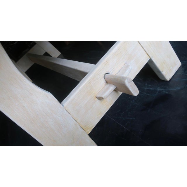 Large Brutalist Secret Oak Trestle Table, 1940s For Sale - Image 12 of 18