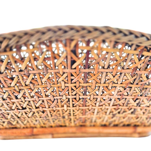 Vintage Rattan and Wicker Magazine Rack Book Storage Styling 1960's Boho Cabin Coastal Natural For Sale In Orlando - Image 6 of 14