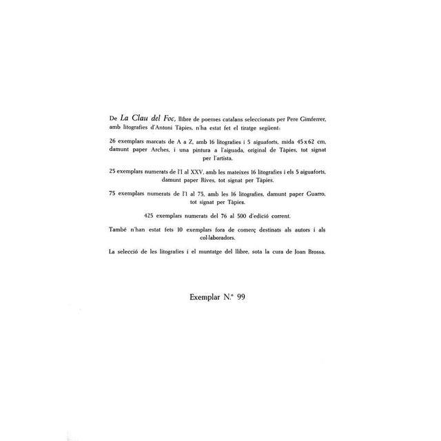 Antoni Tàpies Antoni Tapies Lithograph Original Limited Ed. No.99 Color Lithograph For Sale - Image 4 of 4