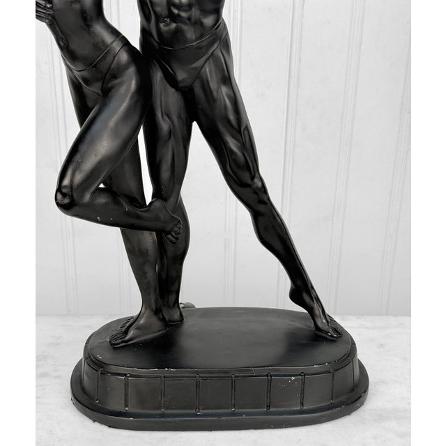 Metal Vintage Art Deco Nude Women & Man Romance Figural Table Lamp For Sale - Image 7 of 10