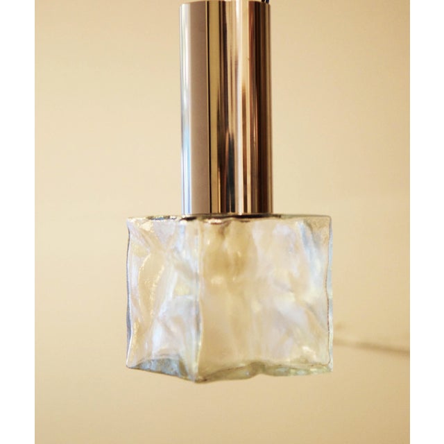 Metal Vintage Glass and Steel Pendant Lamp by J.T. Kalmar For Sale - Image 7 of 11