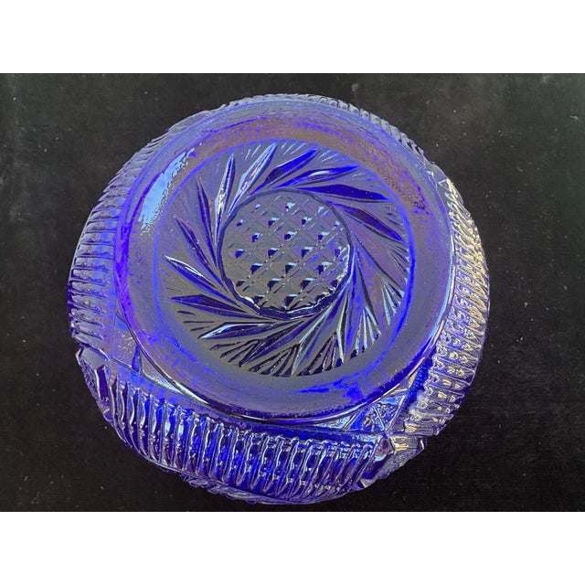 Vintage Fenton Cobalt Blue Pressed Glass Starburst Rose Bowl, Circa 1970s For Sale - Image 9 of 9