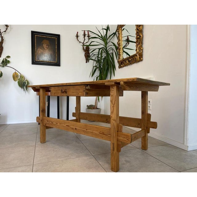 Antique Farm Dining Table For Sale - Image 3 of 9