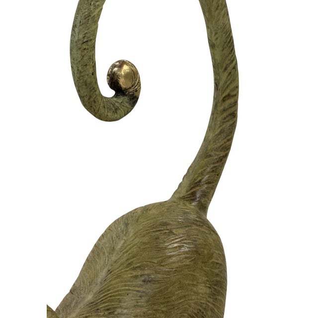 Cast Bronze Monkey Sculpture — Playful Form With Curled Tail and Dual Patina For Sale - Image 6 of 7
