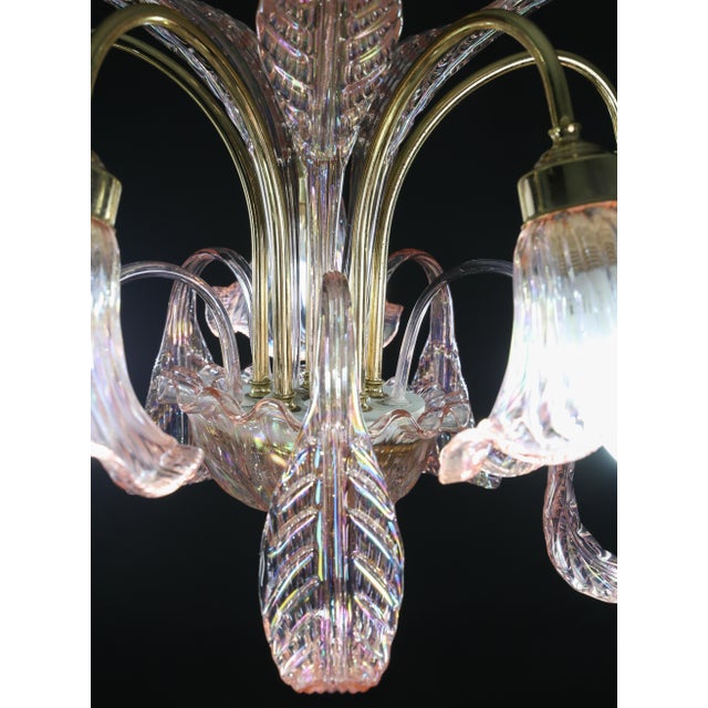 Liz Taylor, Iridiscent Pink Murano Glass Chandelier, 1980s For Sale - Image 17 of 18