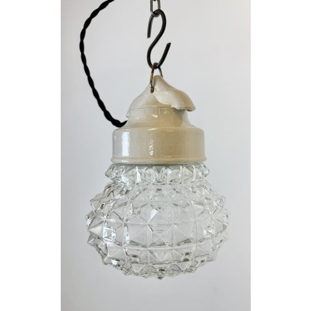 White Vintage White Porcelain Pendant Light, 1970s For Sale - Image 8 of 15