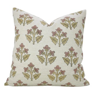 Fabdivine Linen Blend Block Print Pillow Cover – Chahat Design 16x16 Decorative Throw Cushion For Sale