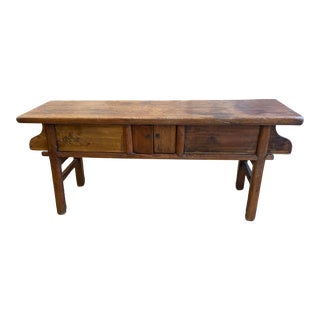 Mid 20th Century Solid Elm Asian Console For Sale