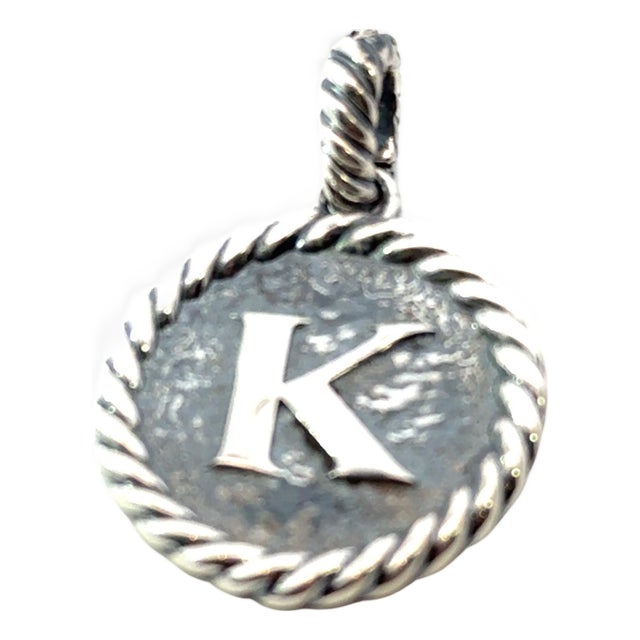 1990s David Yurman Letter K Amulet Sterling Silver Estate For Sale