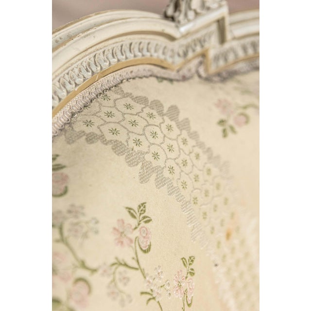 Pair of French Louis XVI Style 1900s Painted and Carved Bergères à Oreilles For Sale - Image 10 of 12