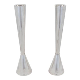 Sterling Shabbat Candlesticks - A Pair For Sale