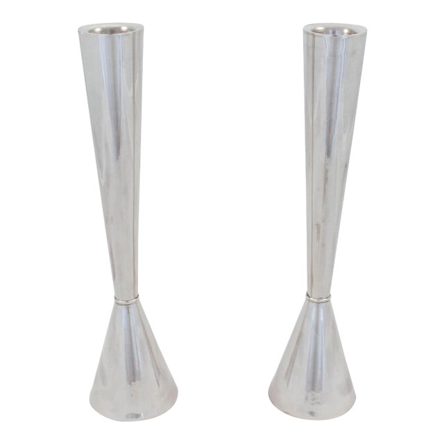 Sterling Shabbat Candlesticks - A Pair For Sale
