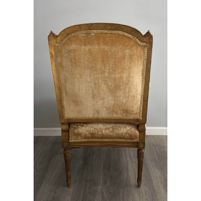 Antique French Louis XVI Giltwood Armchair For Sale - Image 4 of 7