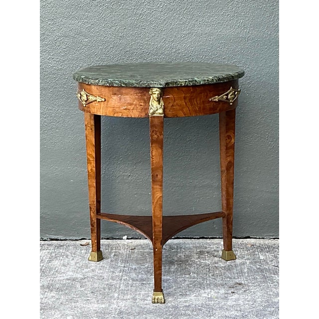 Vintage Ormolu Green Marble Side Table For Sale In West Palm - Image 6 of 12
