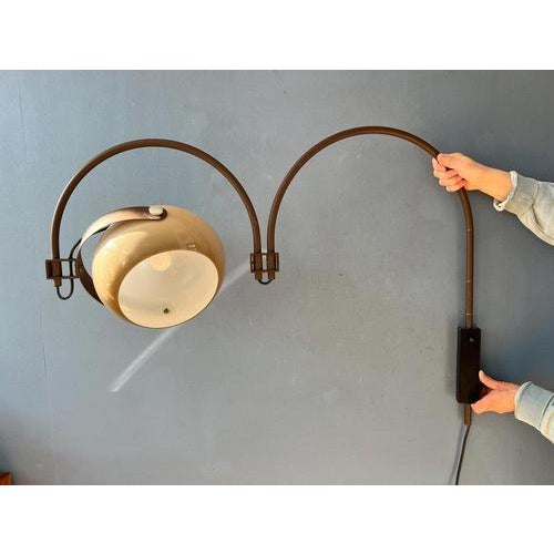 Brown Mid-Century Modern Space Age Double Arc Wall Lamp from Dijkstra For Sale - Image 8 of 13