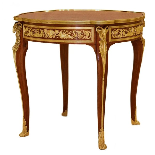 Late 19th Century Louis XV Mahogany Table Decorated with Marquetry attributed to Francois Linke For Sale - Image 4 of 7