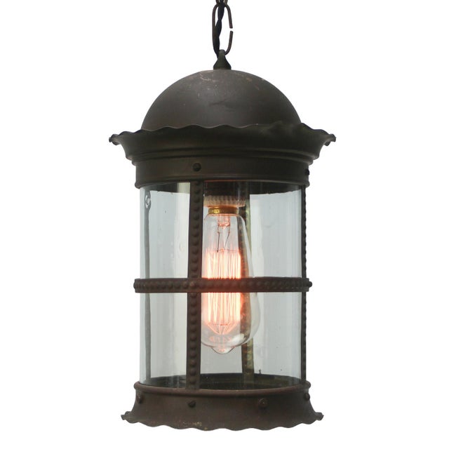 Arts and Crafts Dutch Brass Pendant Light with Clear Glass, 1900s ...