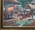 Green Jean-Felix Defournoy Modern Realist Green and Blue-Toned Rural Village Market Landscape Painting, Late 20th Century For Sale - Image 8 of 12