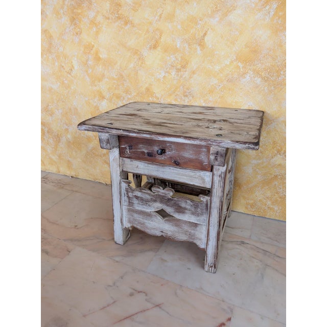 Beautiful antique butcher's table made of solid wood, restored with a carefully distressed shabby chic finish. A unique...