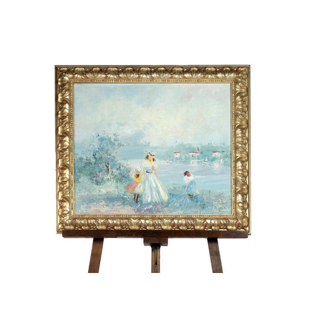 Bailey, Impressionist Soft Blue Riverscape, Early 20th Century, Oil on Canvas, Framed For Sale - Image 3 of 5