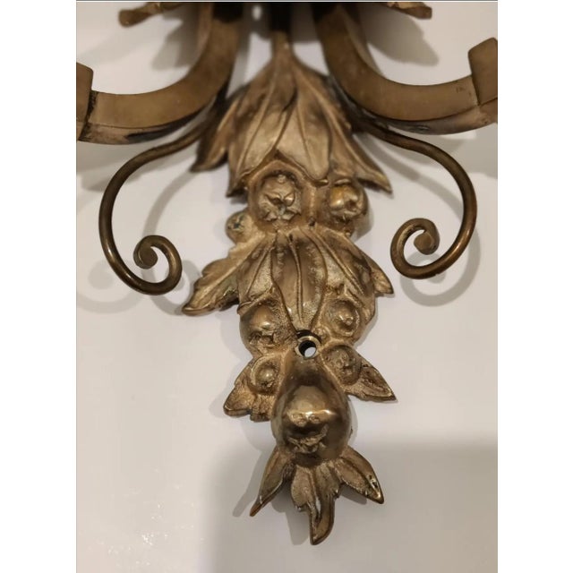 Mid 20th Century Ornate Italian Double Arm Acanthus Leaf Wall Sconces- A Pair For Sale - Image 12 of 13