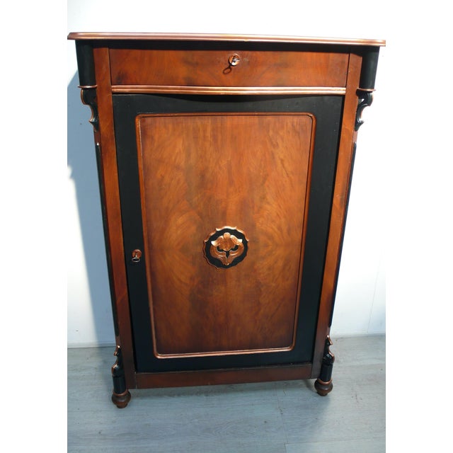 Purple Edwardian Vertiko Tallboy Cabinet in Mahogany and Black, 1890s For Sale - Image 8 of 9