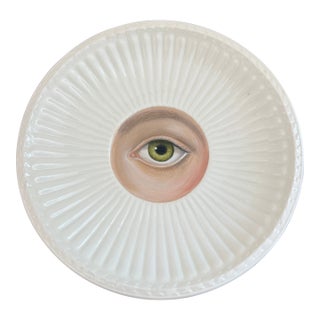 Hand Painted Lovers Eye on Antique English Plate For Sale