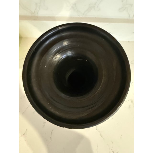 Mediterranean Made in Greece. Hand Painted 2 Handled Vase. 11 Inches Tall For Sale - Image 3 of 6