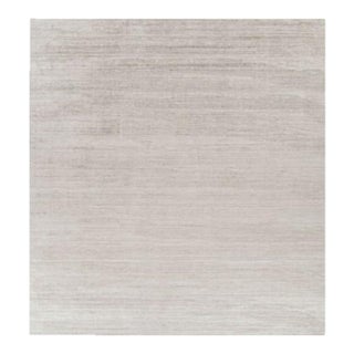 Rug & Kilim’s Oversized Textural Rug in Solid Taupe and White Tones and Striae - 14x15 For Sale