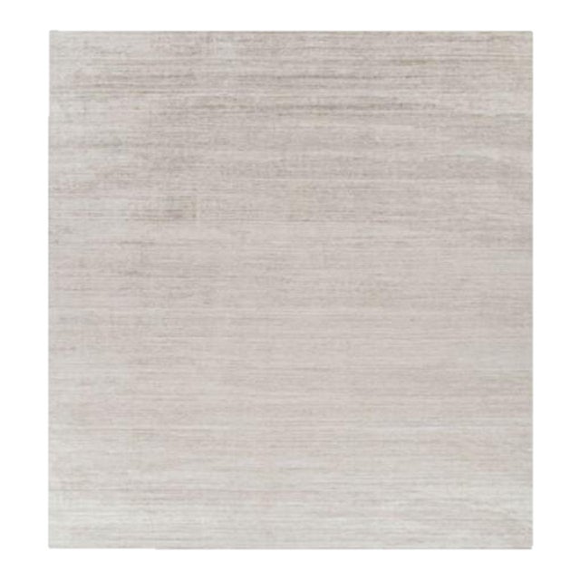 Rug & Kilim’s Oversized Textural Rug in Solid Taupe and White Tones and Striae - 14x15 For Sale
