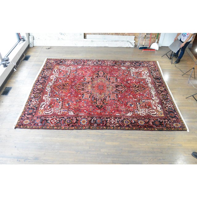1950s Mid-20th Century Heriz Rug For Sale - Image 10 of 11
